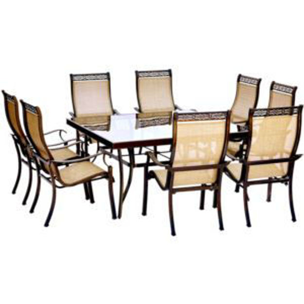 Picture of Monaco 9-Piece Dining Set with 60 In. Square Glass-top Table and Eight Stationary Dining Chairs