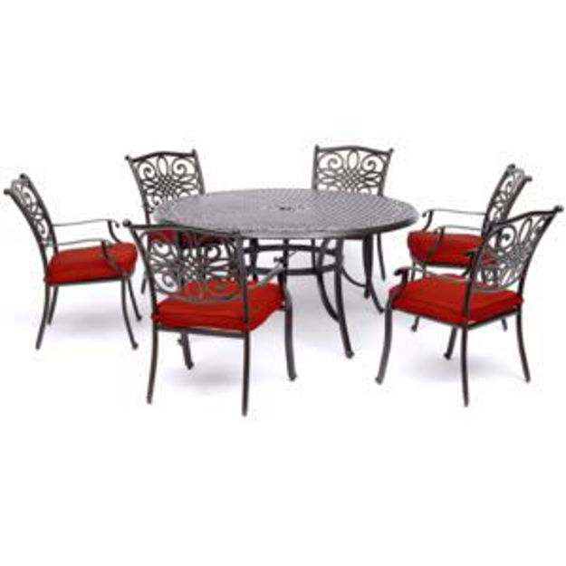 Picture of Traditions 7-Piece Dining Set in Red with Six Dining Chairs and a 60 In. Cast-top Table