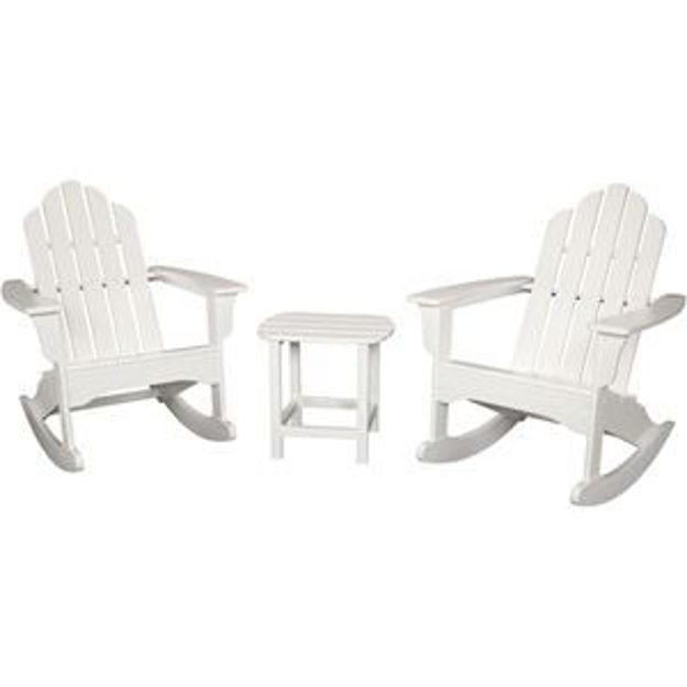 Picture of 3-Piece All-Weather Rocking Adirondack Patio Set - White