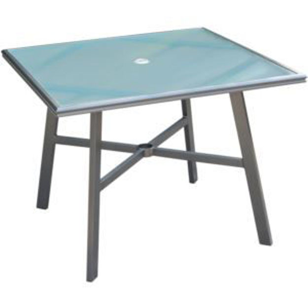 Picture of All-Weather Commercial-Grade Aluminum 38" Square Glass-Top Dining Table