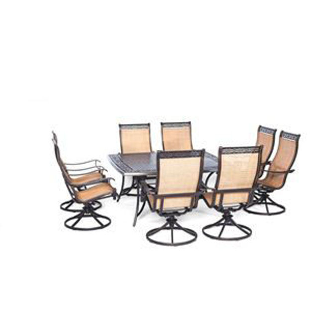 Picture of Manor 9-Piece Outdoor Dining Set with Large Square Table and Eight Swivel Rockers