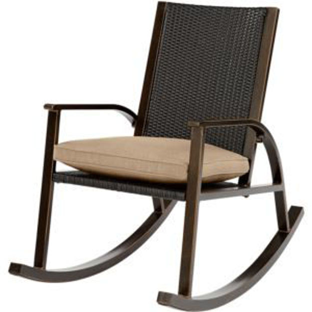 Picture of Traditions Aluminum Wicker Back Cushioned Rocking Chair in Tan