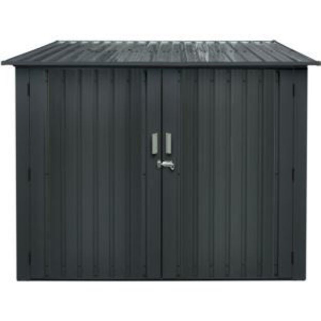 Picture of Galvanized Steel Bicycle Storage Shed with Twist Lock and Key for up to 4 Bikes, Dark Gray