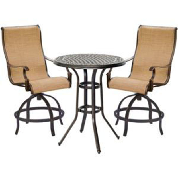 Picture of Manor 3-Piece High-Dining Set with 2 Contoured Swivel Chairs and a 30 In. Counter-Height Table