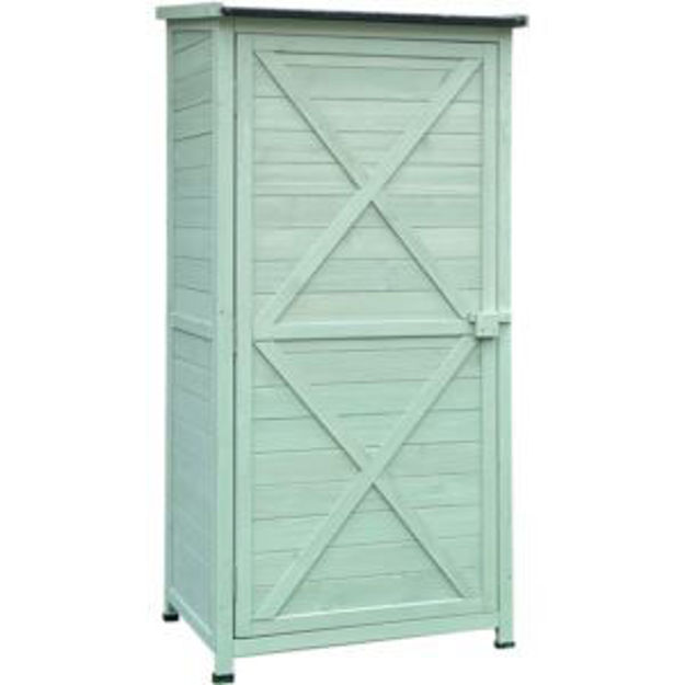 Picture of Outdoor Wooden Storage Shed with Shelves in Green 1.7 Ft. W x 2.25 Ft. D x 4.7 Ft. H