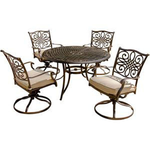 Picture of Traditions 5-Piece Dining Set with Four Swivel Rockers and a 48 in. Round Table