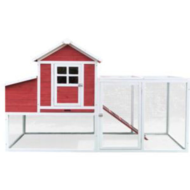 Picture of Outdoor Elevated Wooden Chicken Coop with Ramp, Nesting Box, Wire Mesh Run, Waterproof Roof, 3.9 Ft.