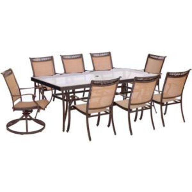 Picture of Fontana 9-Piece Dining Set with Six Stationary Dining Chairs, Two Swivel Rockers, and an Extra-Large