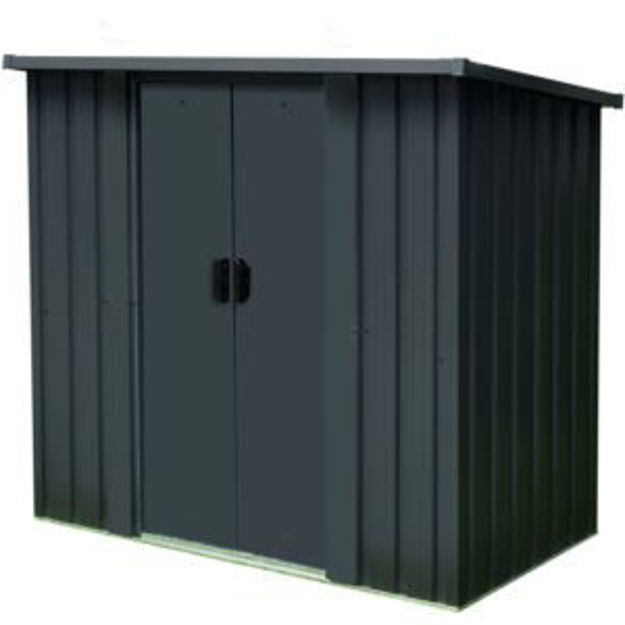 Picture of 2.8-Ft. x 4.8-Ft. x 4.4-Ft. Galvanized Steel Compact Storage Shed with Double Sliding Doors, Dark Gr