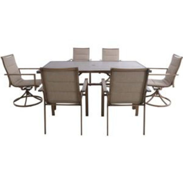 Picture of Fairhope 7-Piece Outdoor Dining Set with 4 Sling Chairs, 2 Sling Swivel Rockers and a 74-In. x 40-In