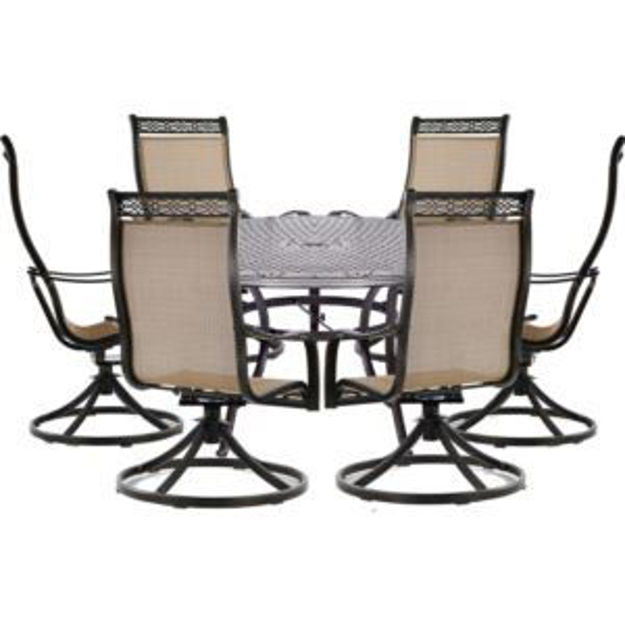 Picture of Manor 7-Piece Outdoor Dining Set with Six Swivel Rockers and a Large 60 In. Cast-top Dining Table