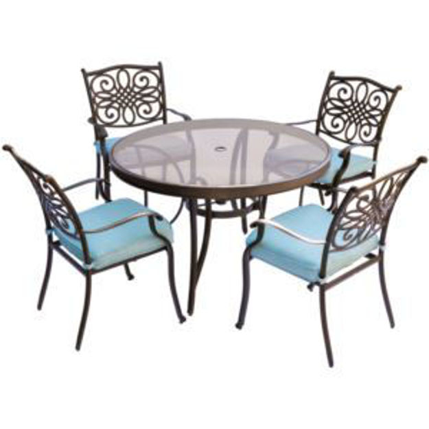 Picture of Traditions 5-Piece Dining Set in Blue with 47 in. Glass-top Table