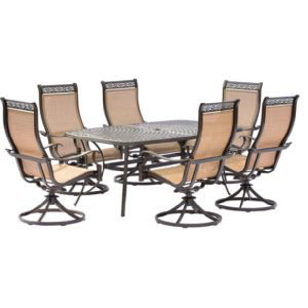 Picture of Manor 7-Piece Outdoor Dining Set with Six Swivel Rockers and a Large Cast-top Dining Table