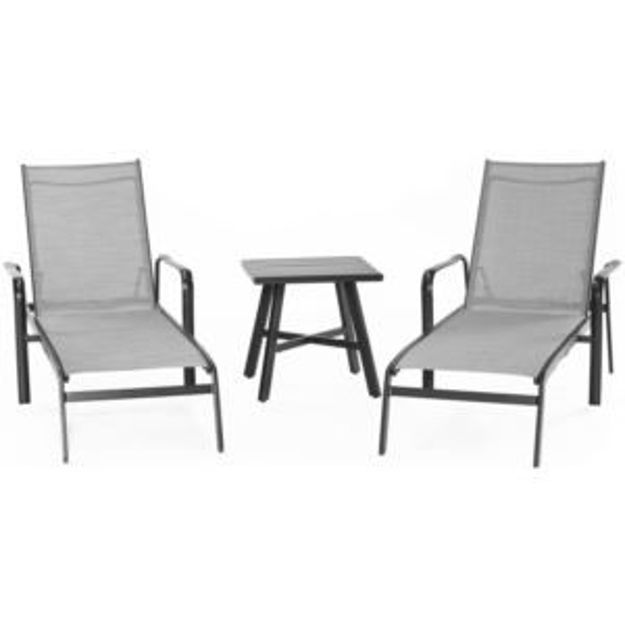 Picture of Foxhill 3-Piece All-Weather Commercial-Grade Aluminum Chaise Lounge Chair Set with 22" Square Slat-T