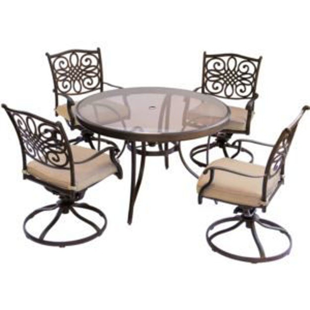 Picture of Traditions 5-Piece Dining Set in Tan with 47 in. Glass-top Table