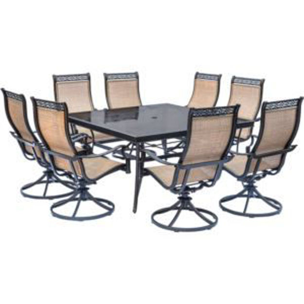 Picture of Monaco 9-Piece Dining Set with Eight Swivel Rockers and a Large 60 In. Square Dining Table