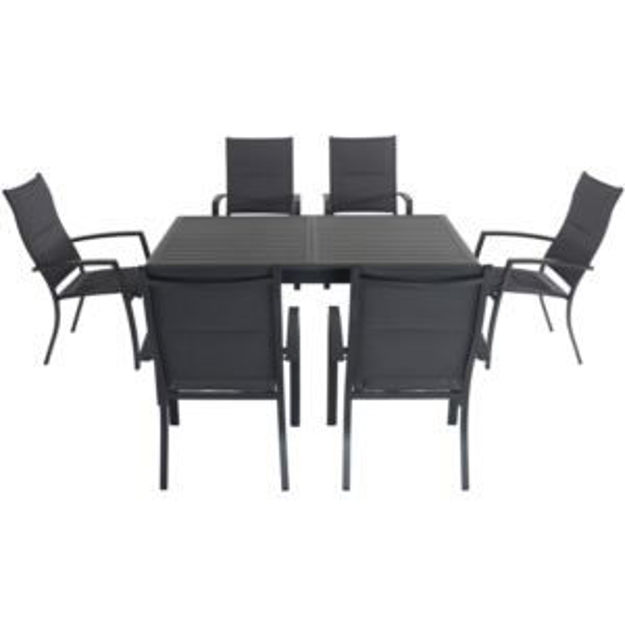 Picture of Cameron 7-Piece Expandable Dining Set with 6 Padded Sling Dining Chairs and a 40" x 94" Table