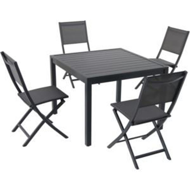 Picture of Naples 5-Piece Outdoor Dining Set with 4 Sling Folding Chairs and a 38" Square Dining Table