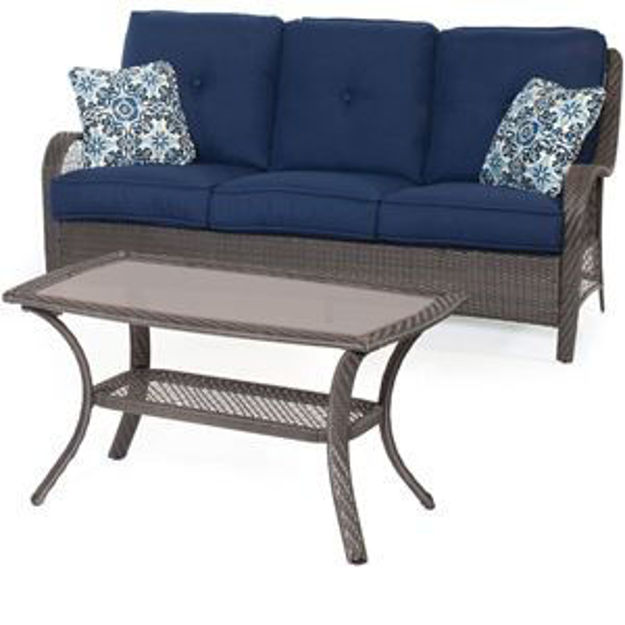 Picture of Orleans 2-Piece Patio Set in Navy Blue with Gray Weave