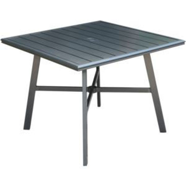 Picture of All-Weather Commercial-Grade Aluminum 38" Square Slat-Top Dining Table