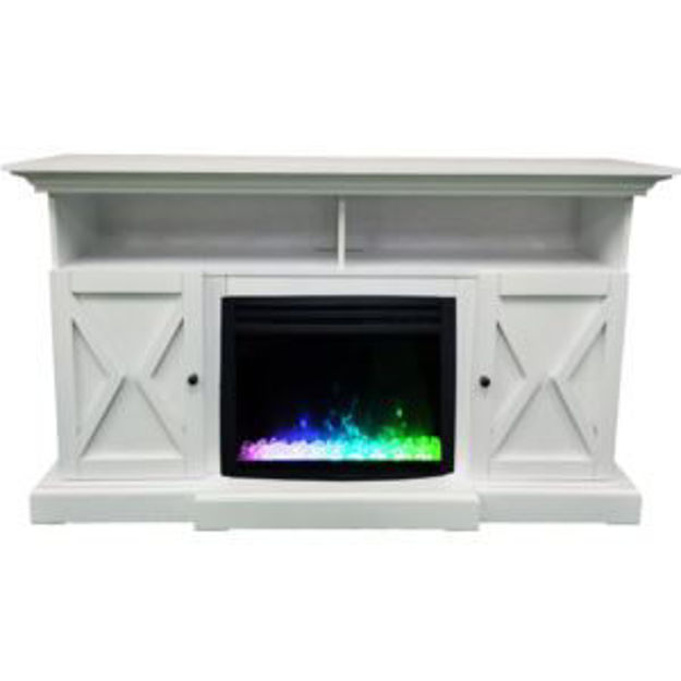 Picture of Summit 62-In. Farmhouse Fireplace TV Stand with Doors in White and 1500W Electric Heater Insert with