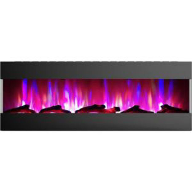 Picture of 60 In. Recessed Wall Mounted Electric Fireplace with Logs and LED Color Changing Display, Black