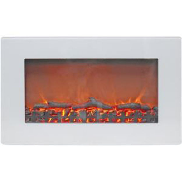 Picture of 30-In. Callisto Wall Mount Electric Fireplace with Log Display, Timer, and Remote, White