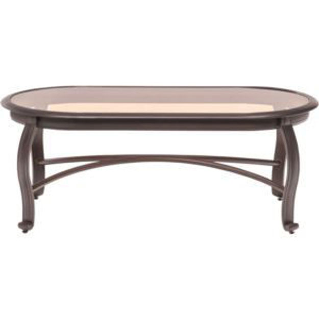 Picture of Gramercy 23-In. x 46-In. Outdoor Coffee Table with Smoked Tempered Glass Tabletop