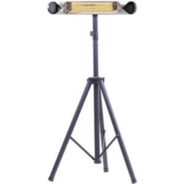 Picture of 35.4-In. Wide Electric Carbon Infrared Heat Lamp with Remote Control and Tripod Stand, Silver/Black