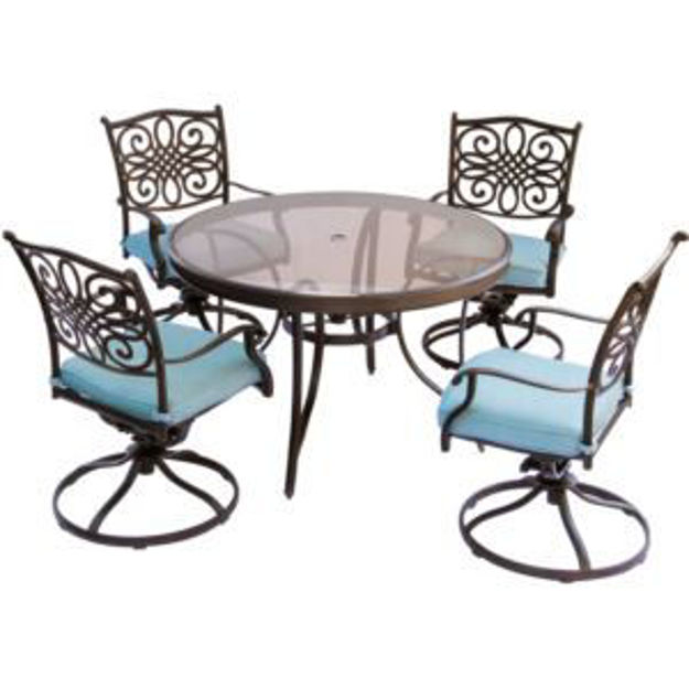 Picture of Traditions 5-Piece Dining Set in Blue with 47 in. Glass-top Table