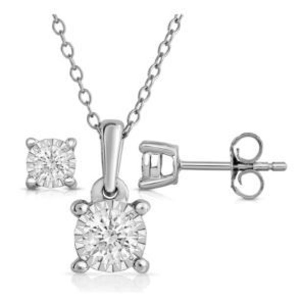 Picture of Diamond Solitaire Earrings and Necklace Set