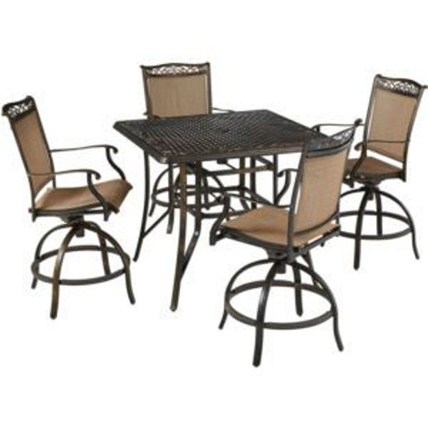 Picture of Fontana 5-Piece High-Dining Set with 4 Counter-Height Swivel Chairs and 42-in. x 42-in. Cast-Top Tab