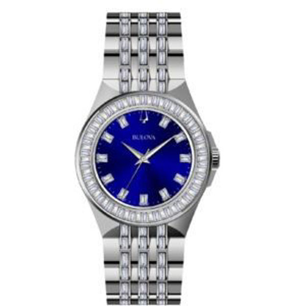 Picture of Mens Phantom Crystal Silver-Tone Stainless Steel Watch Blue Dial