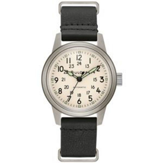 Picture of Men's Hack Auto Watch Black NATO Leather Strap Ivory Dial