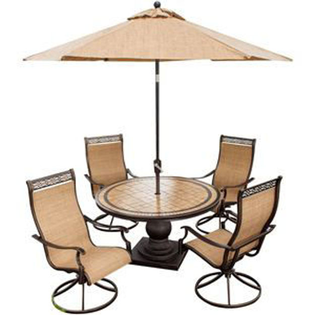 Picture of Monaco 5 Piece Outdoor Dining Set with 9 ft. Table Umbrella