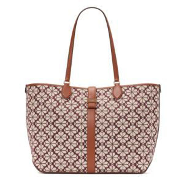 Picture of Spade Flower Jacquard Large Tote - Burgundy Multi