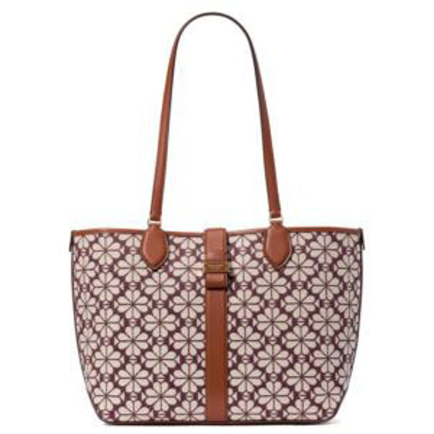 Picture of Spade Flower Jacquard Medium Tote - Burgundy Multi