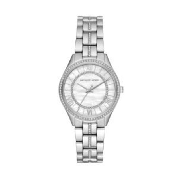 Picture of Ladies Mini Lauryn Pave Slv-Tone Watch Mother-of-Pearl Dial