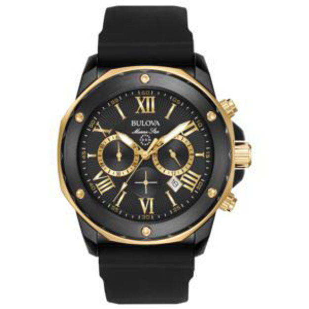 Picture of Mens Marine Star Black Silicone Strap Watch Gold/Black Dial