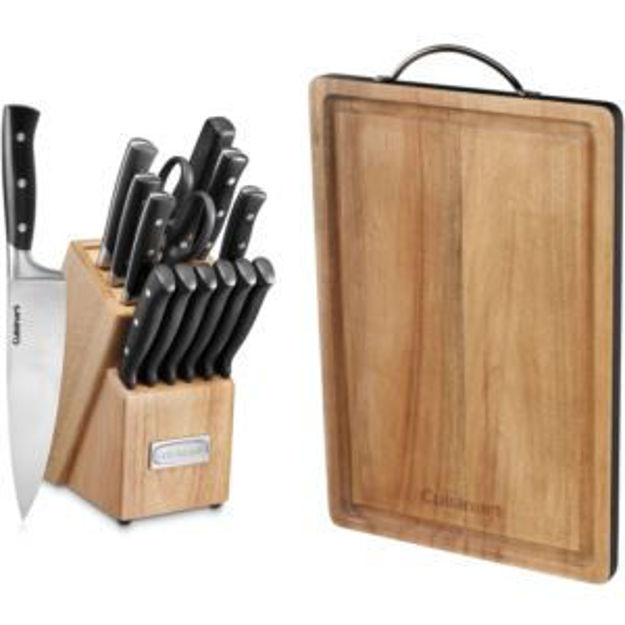 Picture of Classic 15-Pc. Triple-Rivet Cutlery Block Set with 15-In. Acacia Wood Cutting Board