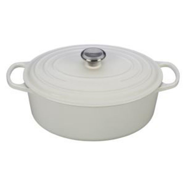 Picture of 6.75qt Signature Cast Iron Oval Dutch Oven White