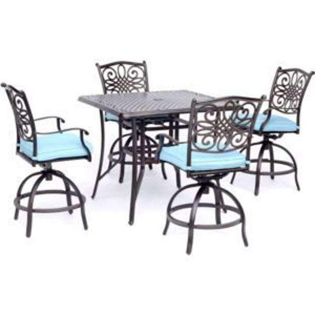 Picture of Traditions 5-Piece High-Dining Set in Blue with a 42 In. Square Cast-Top Table