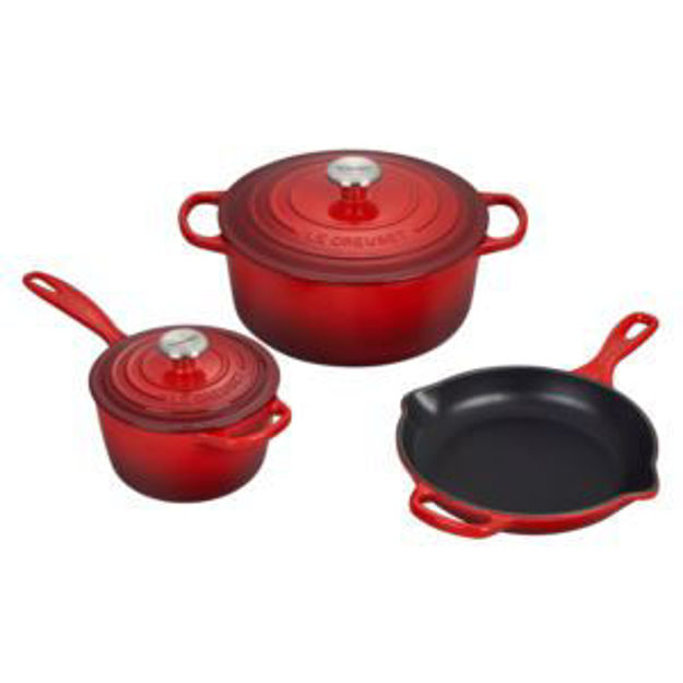 Picture of 5pc Signature Cast Iron Cookware Set Cerise