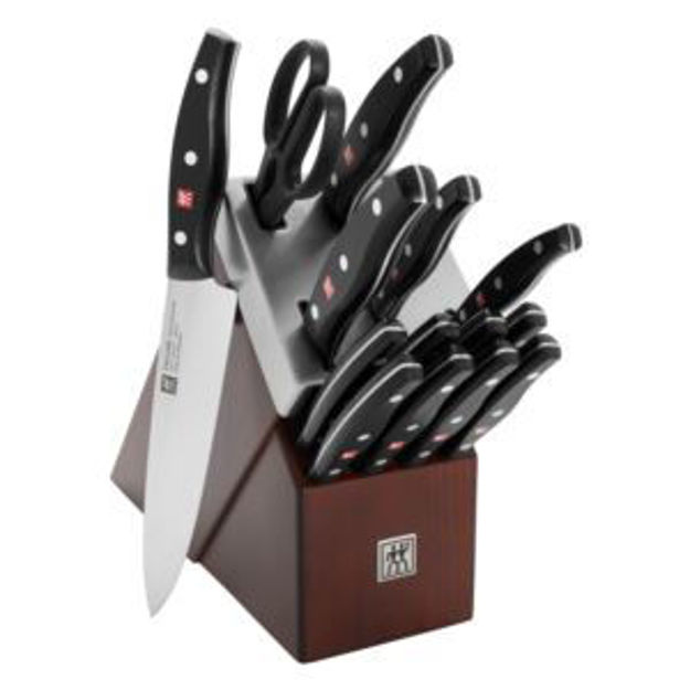 Picture of TWIN Signature 15pc Self-Sharpening Knife Block Set Brown Ash