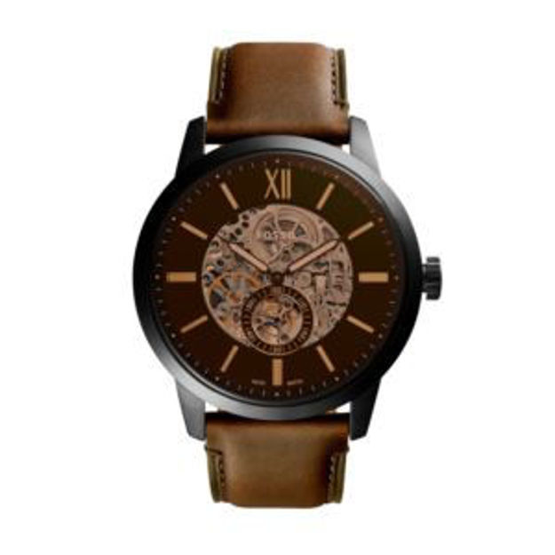 Picture of Men's Townsman Large Automatic Brown Leather Strap Watch Brown Dial