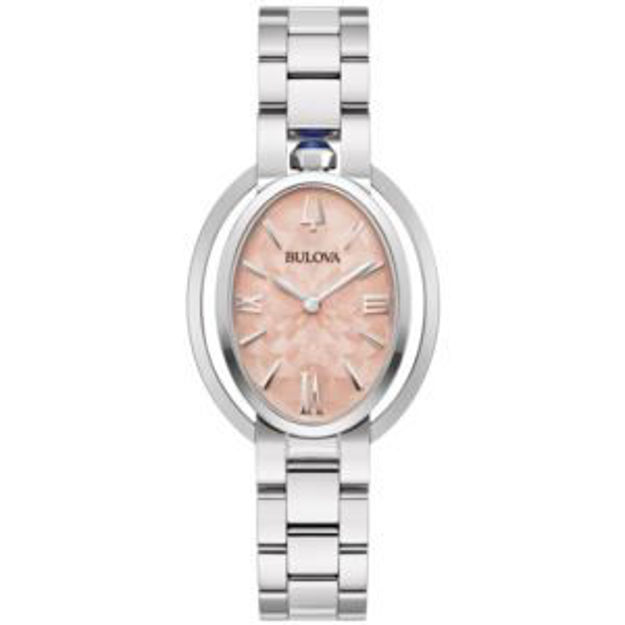 Picture of Ladies' Rubaiyat Silver-Tone Stainless Steel Oval Watch Salmon Dial