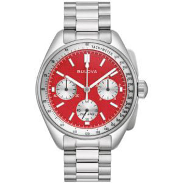 Picture of Men's Lunar Pilot Chronograph Stainless Steel Watch w/ Leather Strap Red Dial