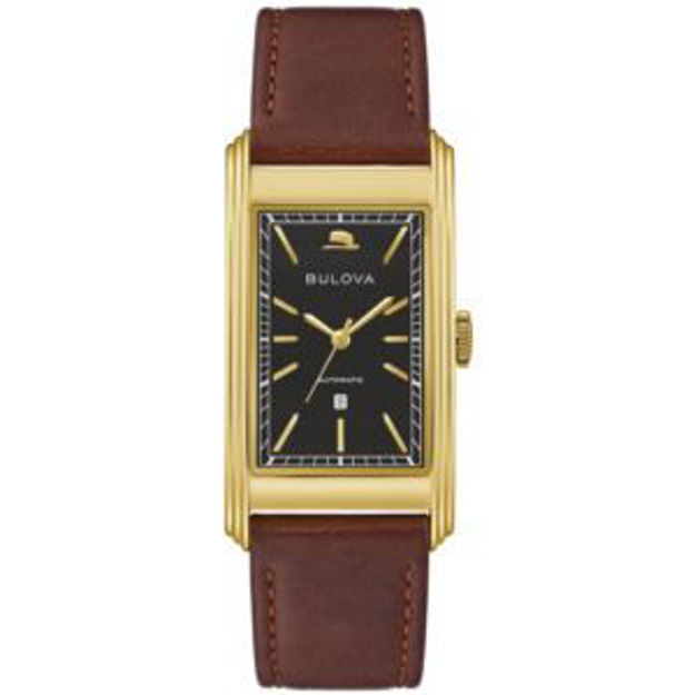 Picture of Men's Frank Sinatra Chairman of the Board 18k Brown Strap Watch Black Dial