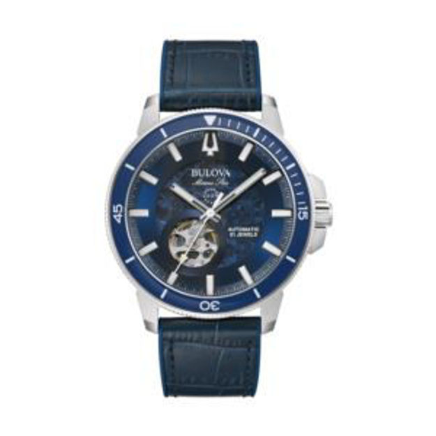 Picture of Men's Marine Star Automatic Blue Leather Strap Watch Blue Dial