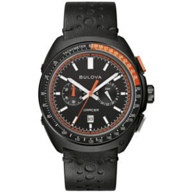 Picture of Men's Racer Chronograph Black Leather Strap Watch Black Dial